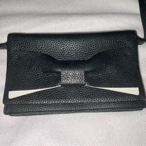 Kate Spade New York Black White Leather Bow Crossbody Bag w/ Dust Bag